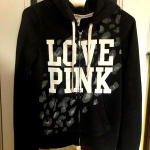 PINK Black Zip Hoodie